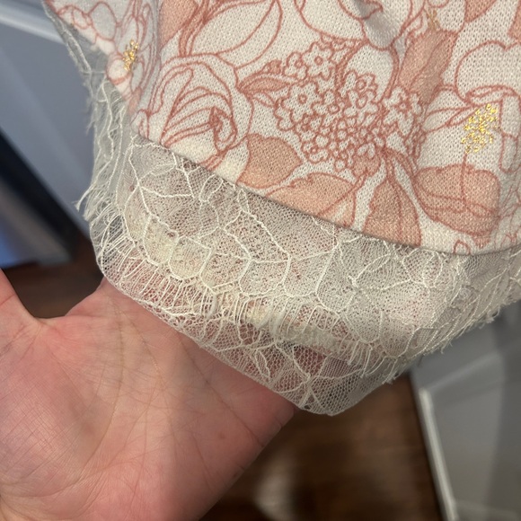 LC Lauren Conrad Floral Lace Tie Back Top Medium - Picture 4 of 12